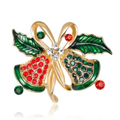 China Trendy Fashion Gold Rhinestone Christmas Tree Brooch For Women Wholesale N2108096 for sale