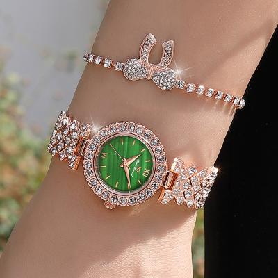 China Hollow out new style 2021 female watch small rhinestone watch girl fashion starry green exquisite quartz watch for sale