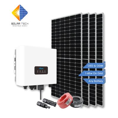 China Home 5KW 6.6KW On Grid Solar Panel System For Home for sale