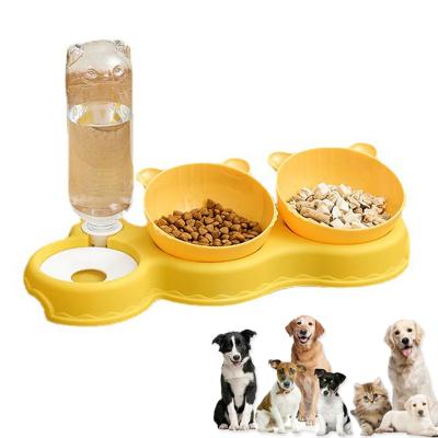 China Sustainable Wholesale Custom Pets Dog Slow Feeding Double Feeder Drinking Water Automatic Gravity Food Raised Cat Bowl Pet Water Dispenser for sale