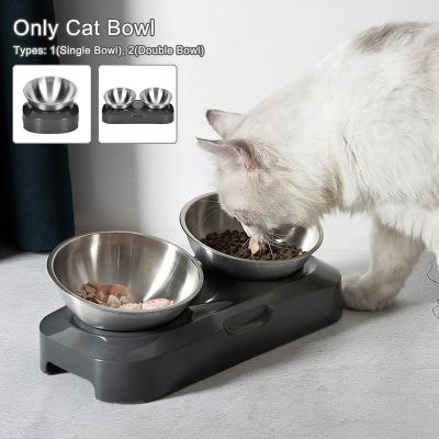 China Sustainable Wholesale New Design Pets Nonslip Feet Elevated Single Double Feeder Food Bowls Kitty 2 Stainless Steel Raised Cat Bowl For Cats for sale