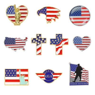 China Cheap America Manufacture America Style Gold Stock Enamel Pin Flag for sale