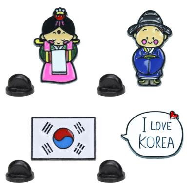 China Cute Korea Flag Pins Free Sample Dual Metal America Country Flag Pins Badge Pins Manufacturer-Supplier for sale