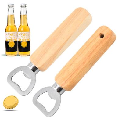 China Customized Sustainable Logo Wooden Bottle Opener Engraved Blank Bar Wooden Bottle Opener for sale