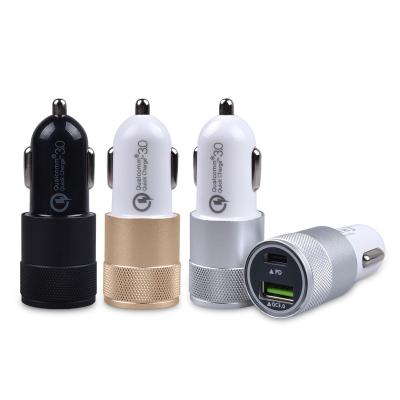 China Mobile Phone Car Charger Type-C Fast Charging Mini Dual Usb C2 Mobile Port USB Car Charger Fast Charging Adapter For Iphone Charging for sale