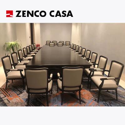 China Muebles para salas de reuniones de hoteles Mesa de conferencias de madera maciza con silla de conferencias de madera de cuero en venta