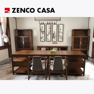 China Traditional Chinese Style Furniture Solid Wood Desk Book Chairs Bookshelf and Storage Rack Set for sale