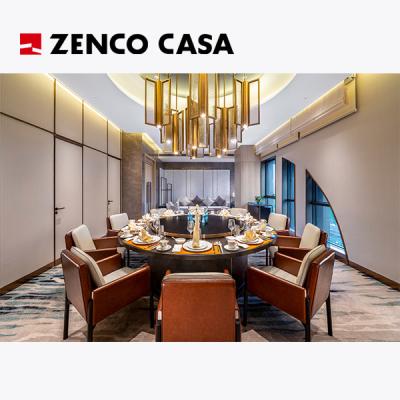 China Hotel Restaurant High-End Custom Leather Chairs And Marble Rotatable Dining Table zu verkaufen