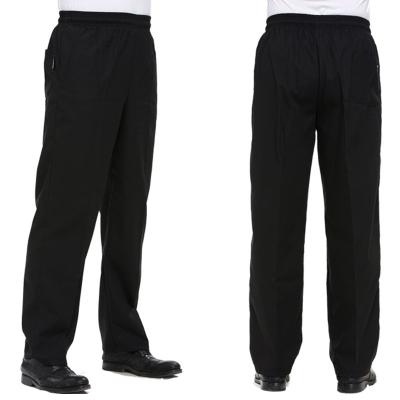 China Factory Eco-Friendly Supply Ready To Ship Sports Restaurant Chef Pants Kitchen Pants Men's Pants Black Elastic Adjustable Waist Loose Style for sale