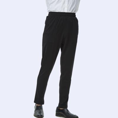 China Hot Selling Eco-Friendly Stripe Dressing Pants Waist Restaurant Chef Style Kitchen Adjustable Loose Men's Black Pants for sale