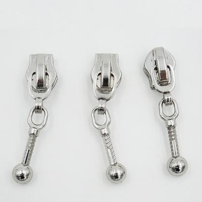 China Custom Nickel Free 5 Plated Silver White Zinc Alloy Automatic Zipper Sliders Pull Head Metal Puller for sale