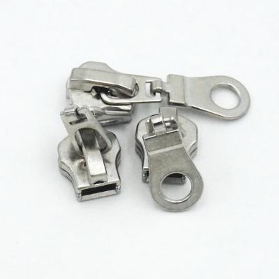 China Nickel Free Quick Zipper Pulls Luggage Stainless Steel Metal Locking Zipper Slider Sliders Customized for sale