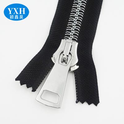 China 8# 5# Stainless Steel Garment Decoration Fish Bone Zipper High-End Metal High Quality Corked Zipper Auto Lock High-End Zipper for sale