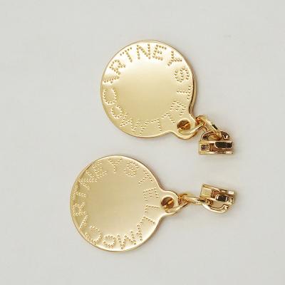 China High End Nickel Free 3# Gold Non Lock Metal Big Zipper Head Pulls Puller Custom Logo for sale