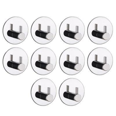 China Like Ceramic Tile Wood Glasses Metal Surface 10Pcs Adhesive Hangs 304 Stainless Steel Glossy Heavy Duty Wall Hooks Hangers For Bathroom Kitchen Hanging Organizer for sale