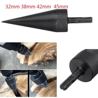 China 32/38/42/45mm Nonferrous Metal 32/38/42/45mm SDS Firewood Splitter Drill Bit Firewood Slotting Drill Bit Plus Shank For Hammer Drill for sale