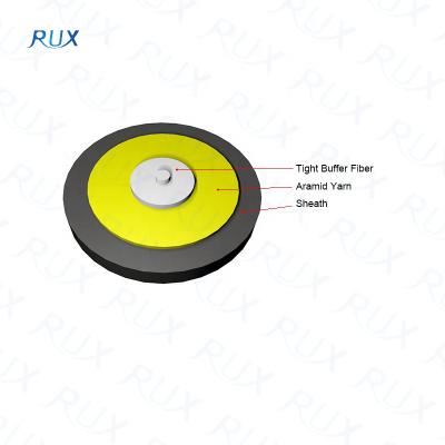 China Simpex FTTH low price 0.9mm 2.0mm 3.0mm tensioned shielded cable GJFJV, indoor simplex fiber cable with Aramid yarn and PVC jacket for sale