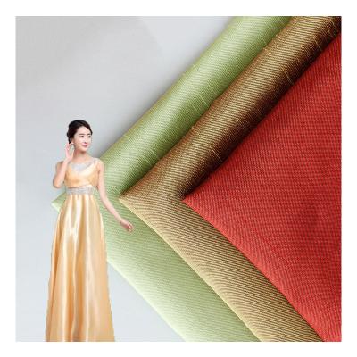 China 150D Memory Double Sided Stocklots Red White Solid Fashion Plain 100gsm Poly Bamboo Dress Skirt Satin Fabric for sale