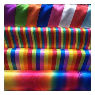 China 75D*75D African memory tie dye twill rainbow soft striped 65gsm stage dress costume decoration satin printed fabric for sale