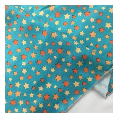 China Memory 50*75D+40D Plain Blue Star Cartoon Print Stocklots Polyester Spandex Kids Pijamas Satin Fabric for sale