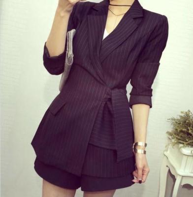 China Autumn High Quality Women's Korean Long Blazer Suit Slim Formal Breathable Office Work Suit With Sashes for sale