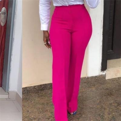 China Plus Size All Match Waist Slim High Zipper Rose Red Lady Wide Leg Casual Pants for sale