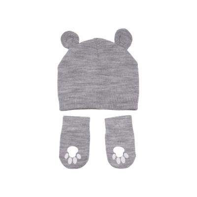 China Bear Ear Design Hat And Mitten Two Pack Beanie For Girls JOINT Winter Warm Animal Hats Knitted For Girls for sale