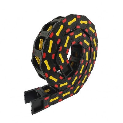 China Factory 25X103mm Open Bridge Type With Yellow Dot Plastic Cable Chain Drag Pa66 Wire Carrier For CNC Machine for sale