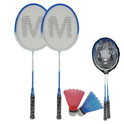 China Cheap Iron Badminton Racket Steel Badminton Racket Set With 2 Shuttlecock For Beginners for sale