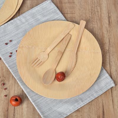 China Home Eco-friendly Bamboo Disposable Round Dish Dish Sets Hotel Restaurant Hotel Wooden Dish for sale