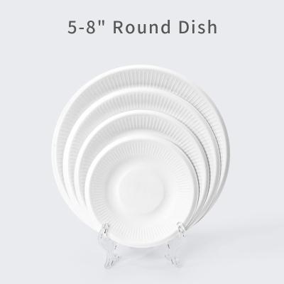 China Eco Friendly Disposable Sugarcane Pulp Round Dish Set Disposable Tableware And Tableware for sale