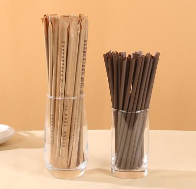 China Custom Color PLA Disposable Drinking Straw 6mm 8mm 12mm Sugar Cane Bamboo Fiber Coffee Grounds Straw for sale