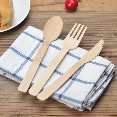 China Disposable Eco-Friendly Biodegradable Natural Color Disposable Knife And Forks Bamboo Cutlery Set With Custom Logo for sale