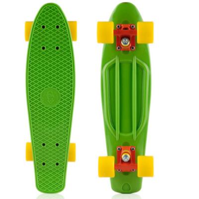 China 22 Inch Adult LED Mini Full Deck Plastic Board Cruiser Fish Skateboard White With Big LED Wheel for sale