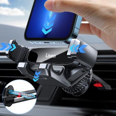 China Upgraded Adjustable Gravity Phone Holder for Car Vent with Upgraded Auto Hook Clip Lock Hands Free Air Vent Cell Phone Car Mount from LISEN for sale