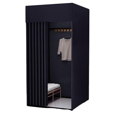 China Latest Design Clothing Store Glas Door Movable Prefab Fitting Modern Cloakroom for sale