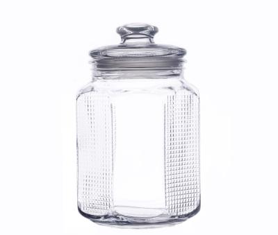 China 2022 Hot Selling Xianglin Simply Beauty Storage Glass Jar Glass Containers Jar For Food Candy Honey for sale