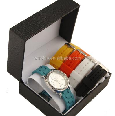 China Water Resistant Interchangeable Watch Strap Band Diamond Silicone Watch Set for sale