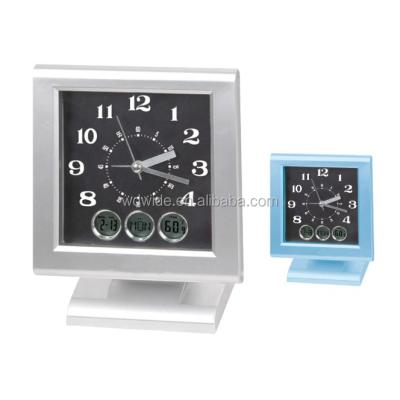 China Quartz Radio Movement Weather Station Alarm Digital Square Desk Clock for sale