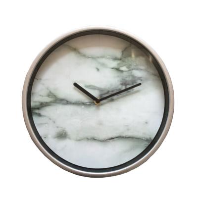 China Decorative Indoor Home Goods Modern Design Insert Natural Concrete Marble Effect Wall Clock for sale