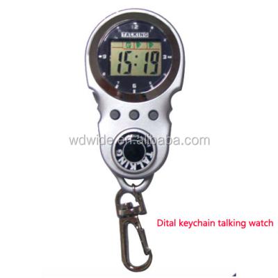 China Alarm Custom Design Portable Carabiner Key Chain Digital Talking Watch For Elderly Blind People for sale