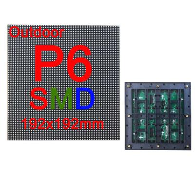 China Wholesales Advertising/Message Ready To Board Outdoor LED Display Module P6 LED Module 192x192mm P6 SMD2727 LED Panel In Stock for sale