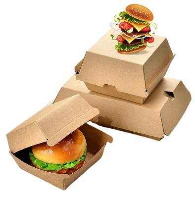 China Recyclable Wholesale Custom Printing Disposable Biodegradable Cardboard Kraft Paper Burger Box Black for sale