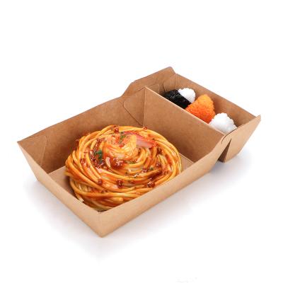 China Recyclable Wholesale Paper Lunch Bento Box Compartment Take Out Packaging With Window Packaging for sale