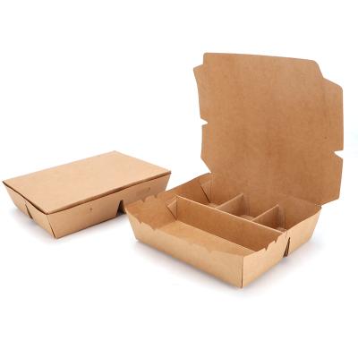 China Recyclable Eco Friendly Biodegradable Greaseproof Kraft Recycle Disposable Paper Packed Lunch Box for sale