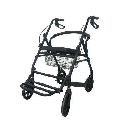 China Convenient Outdoor Walker Folding For Elder Wheel Chair With Seat Disabled Shopping Steel Four Wheel Rollator for sale