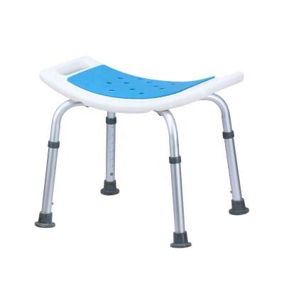 China Waterproof Adjustable Hospital Shower Chair Elderly Used Aluminum Bath Bench Without Back Rest for sale