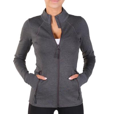 China QUICK DRY Custom Hole Fitness Wear Long Sleeve Zipper Thumb Up Women Fitness Yoga Gym Dry Jacket en venta