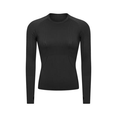 China 2021 Anti-wrinkle Long Sleeve Yoga Shirt Sports Clothing Women Sportswear Casual Girls Yoga Fitness Seamless Sets en venta