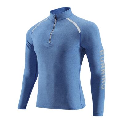 China High Quality Anti-wrinkle Quarter Zipper Running Men's T-shirts Workout Sportswear Long Sleeve Tight T-shirt for sale